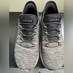 Skechers Slip-On Knit Sneakers in Grey and Black